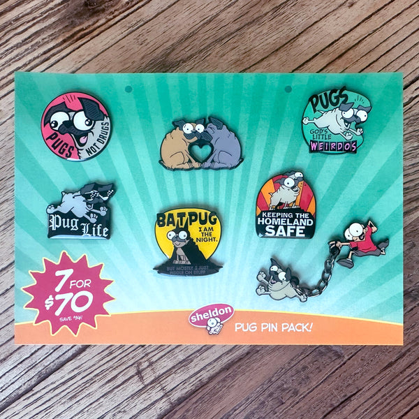 7 for $70 PUG PIN PACK!
